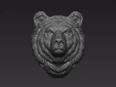 Bear gloomy head 3D print model