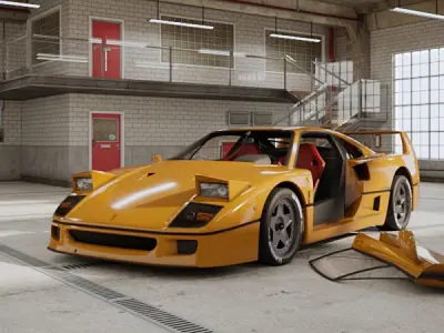 Ferrari F40 1987 - Car Classic Low-poly 3D model