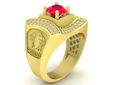 Luxury Medusa Diamond Ring for Men 445 3D print model