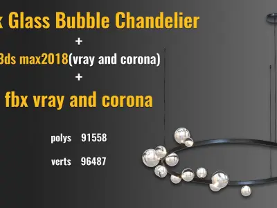 Black Glass Bubble Chandelier 3D model