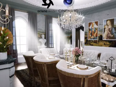 Victorian Room Interior Scene  3D model