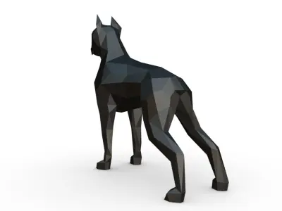 boxer dog low poly 3D print model