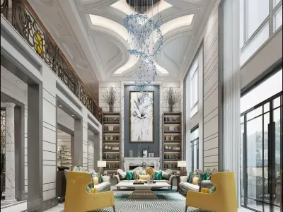 Luxury living room interior 3D model 56
