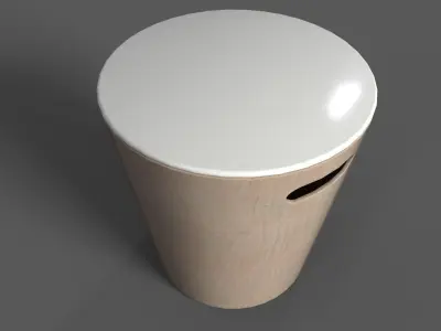 WoodrowStool wooden stool with top Low-poly 3D model