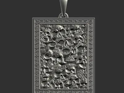 Skulls silver pendant 3D print model