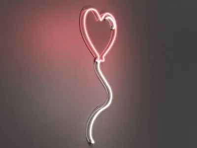 Heart Balloon - Neon Sign 3D model