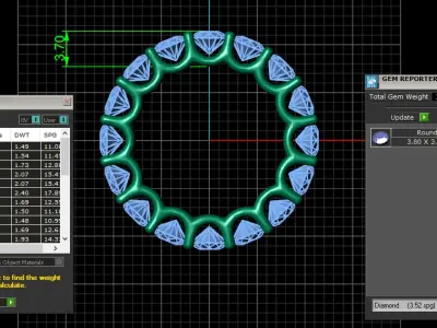 U Shaped Eternity Ring 3 point 8  mm stone size swiss 8 and EU48 3D print model