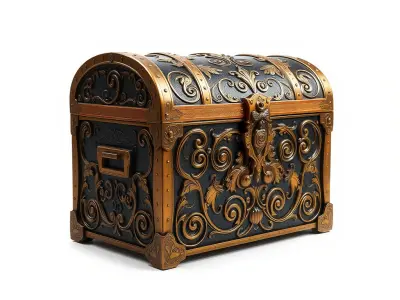 Magical Ornate Trunk with Scrollwork model pack Low-poly 3D model