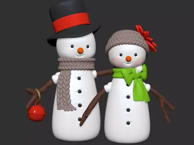 Snow boy  snow girl - Christmas Ver 1 3D print model