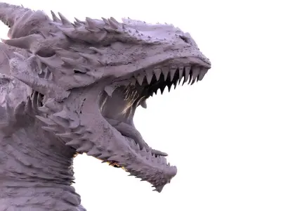 Dragon head roar posed head 3D model