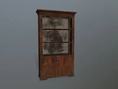 Cupboard 7 wooden bookcase Low-poly 3D model