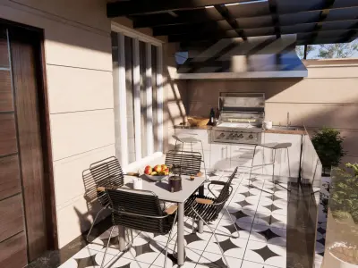 Backyard design Free low-poly 3D model