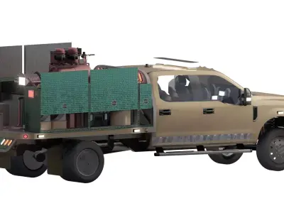 Detailed rescue truck with equipment and interior 3D model