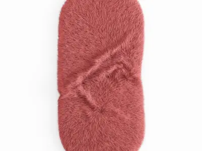 Pink oval sheepskin rug 3D model