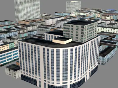 Modern urban highrise buildings building ancillary buildings 3D model buy