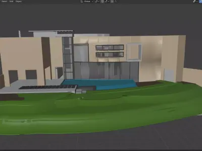 Beach Villa Landscape Design with Swimming pool 3D model