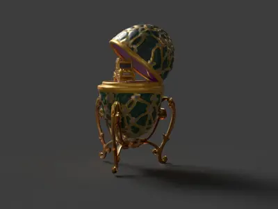 Faberge egg with carriage  Low-poly 3D model