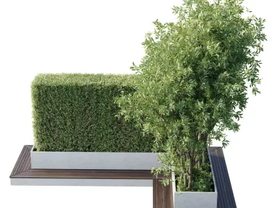 Garden plants set in a box - outdoor set 162 Low-poly 3D model