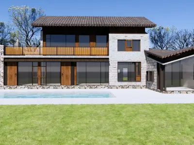 Pitched roof lodgings 3D model