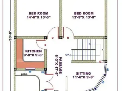 3D HOUSE PLAN WITH 2D PLAN AND DETAILS Low-poly 3D model