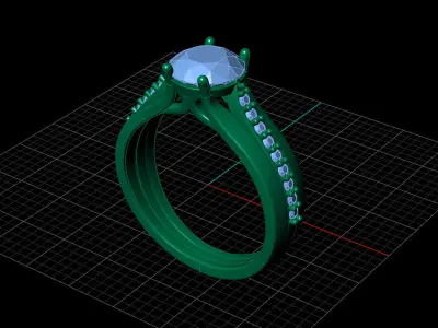 STL 3DM Print Ready Women Diamond Ring Lightweight Printable  3D print model 22