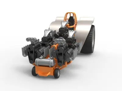 Pulling tractor with 5 engines V8 Version 6 Scale 1 to 25 3D print model