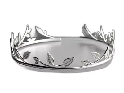 Elegant Silver Laurel Wreath Crown Low-poly 3D model