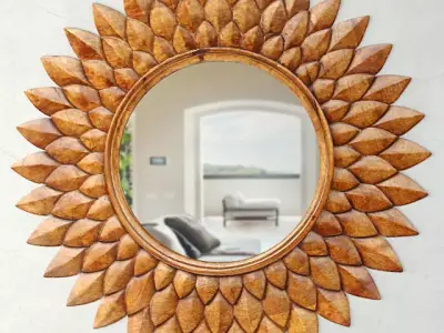 Round Carved Lotus Mirror 3D model