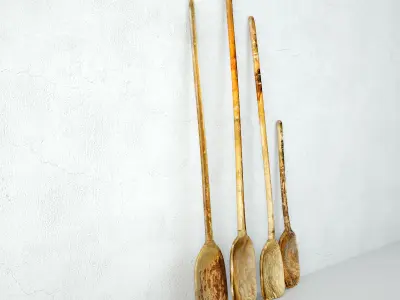 Set of Four Old Nepal Rice Shovels 3D model
