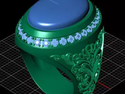 luxury oval halo man jewelry ring  3D print model