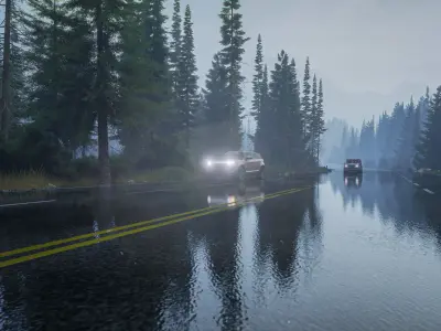 Rainy Day Highway Low-poly 3D model