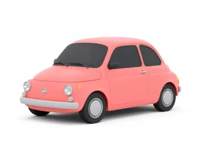 Stylized Pink Cartoon Compact Car 3D Model Low-poly 3D model