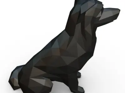 border collie low poly 3D print model