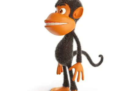 Monkey cartoon rigged 3D model