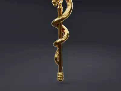 Golden Snake staff  Low-poly 3D model
