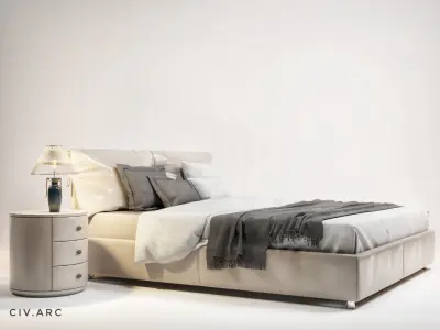 Minimalist grey bed design 3D model