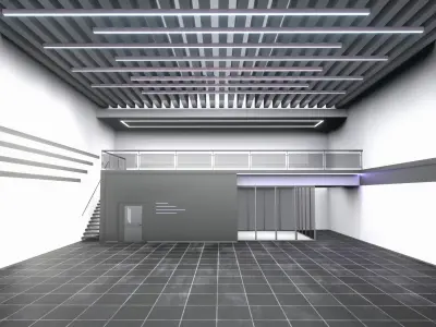 car STUDIO SCENE warehouse 3D  future futuristic 3D model