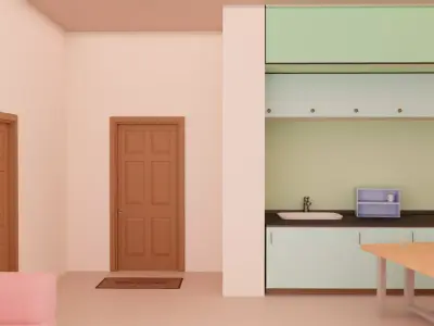 Stylized Room Interior Low Poly 3D Model Low-poly 3D model