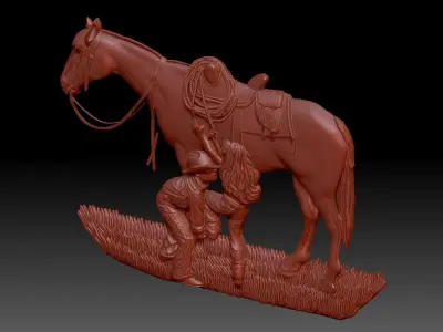 Horse and children 3D print model