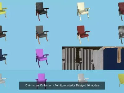 10 Armchair Collection - Furniture Interior Design 3D Model Pack
