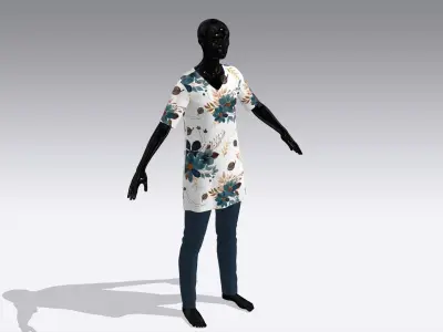 Female Cloth Dress Low-poly 3D model