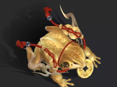 Golden Toad Lucky Low-poly 3D model