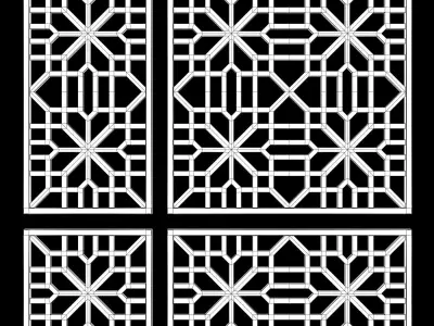 Arabic Islamic pattern wood decorative plaster 3D model 4