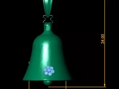 Golden Engraved Bell Pendant  Luxury Personalized Jewelry 3D print model