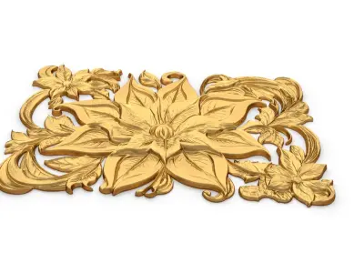 mural classic flowers decor ornament 05 3D model