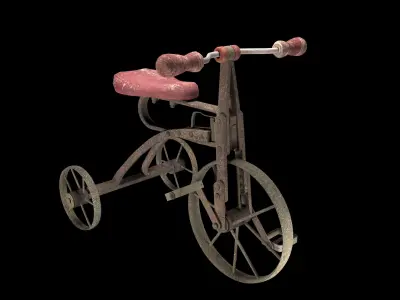Old Rusty Children Bicycle 3D model