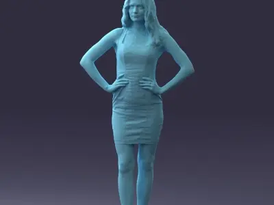 000160 Woman in Tight Dress Confident Pose Character 0714 3dp 3D print model