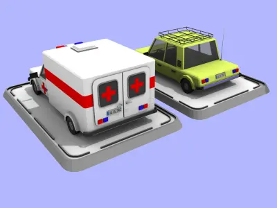 2 Cartoon Low Poly Cars - Set 02 Low-poly 3D model