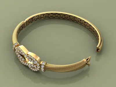 Bracelet Diamond Bangle 3D print model