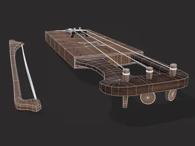 Nordic Tagelharpa instrument  Low-poly 3D model